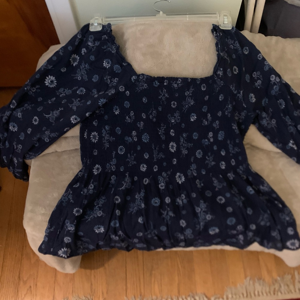 Madewell Dark Blue Floral Blouse